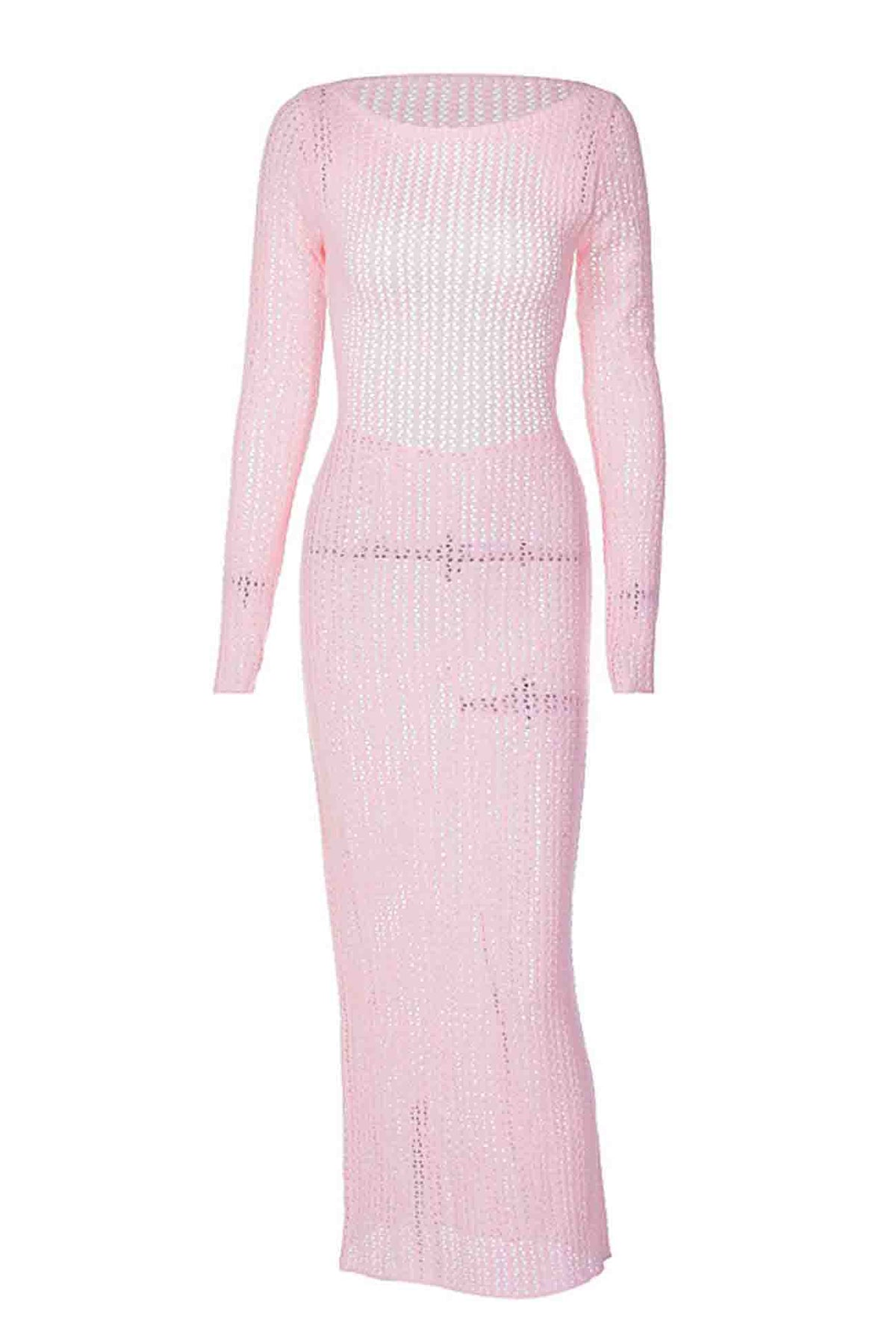 Knit Open-Back Midi Dress with Cutout Details