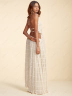 Pleated Maxi Skirt with Drawstring Detail