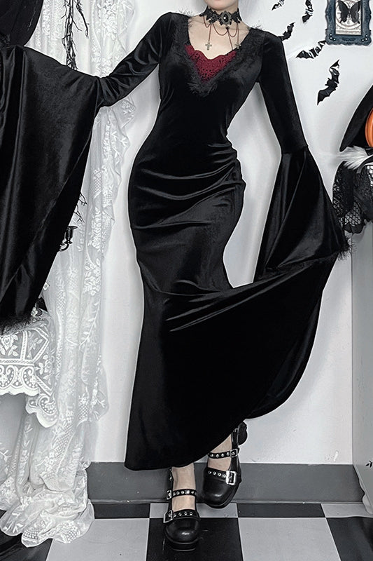 Gothic Polyester Open-Back Dress