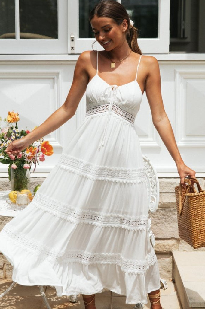 A-Line Ruffled Strap-Detail Dress