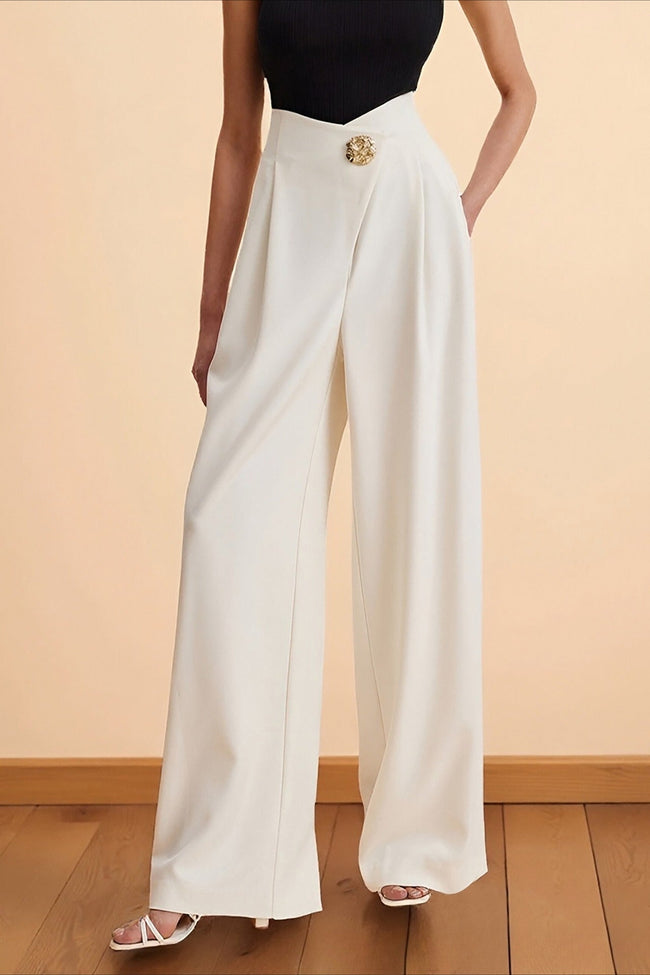 Asymmetric Wide-Leg Pants with High Waist Main image