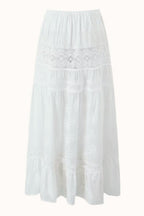 Lace Boho Two-Piece Skirt Set with Strapless Neckline