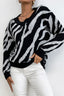Zebra-Print Polyester Sweater with Pullover Design