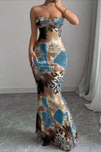 Strapless Open-Back Tie-Back Maxi Dress