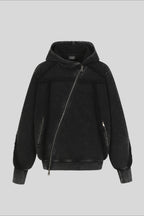Cotton Pullover Hoodie with Exposed Seams