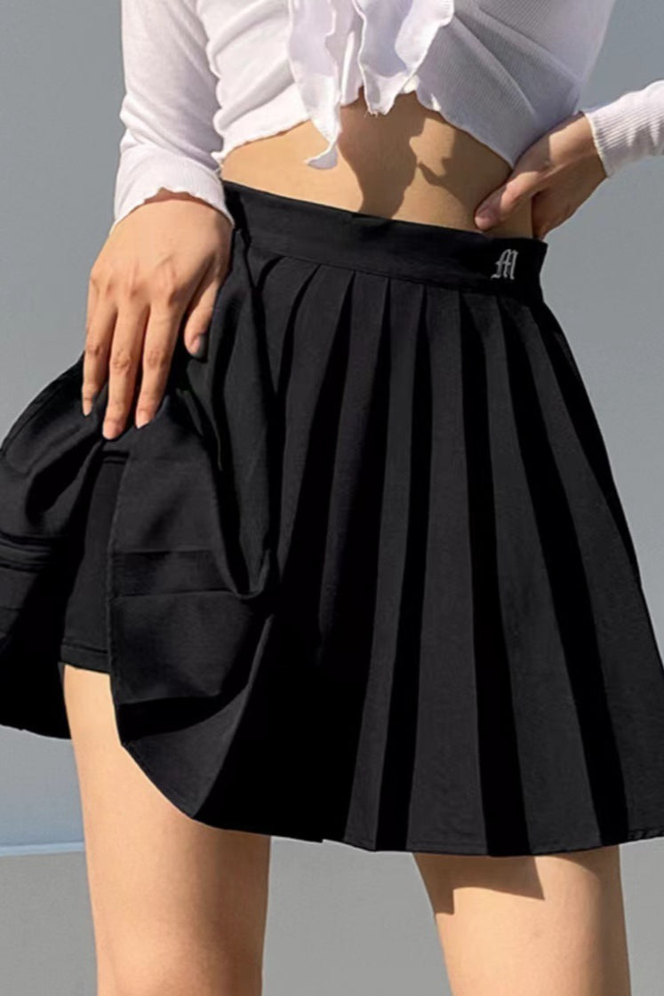 Pleated High-Rise Skirt with Pockets