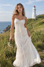 Lace Pleated Backless Suspender Maxi Dress