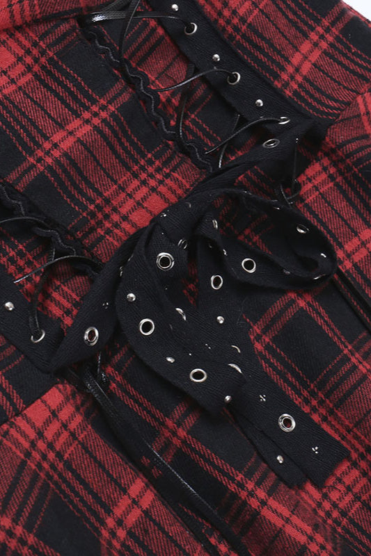 Lace-Up Mini Dress with Gothic Styling