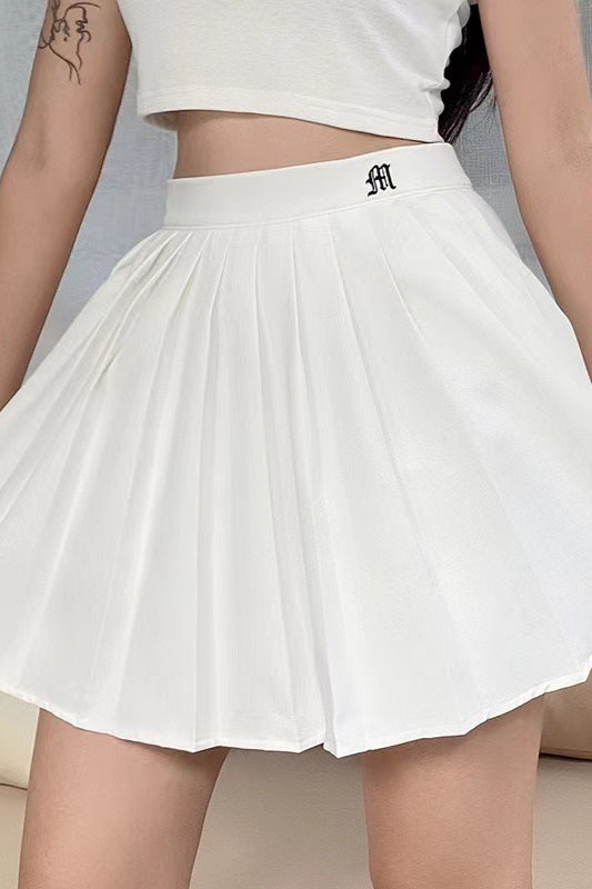 Pleated High-Rise Skirt with Pockets