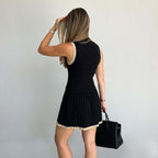 Ribbed Dress with Pleats