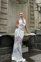 Lace Polyester Sheer Maxi Dress