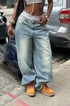High-Rise Relaxed-Fit Jeans with Washed Finish