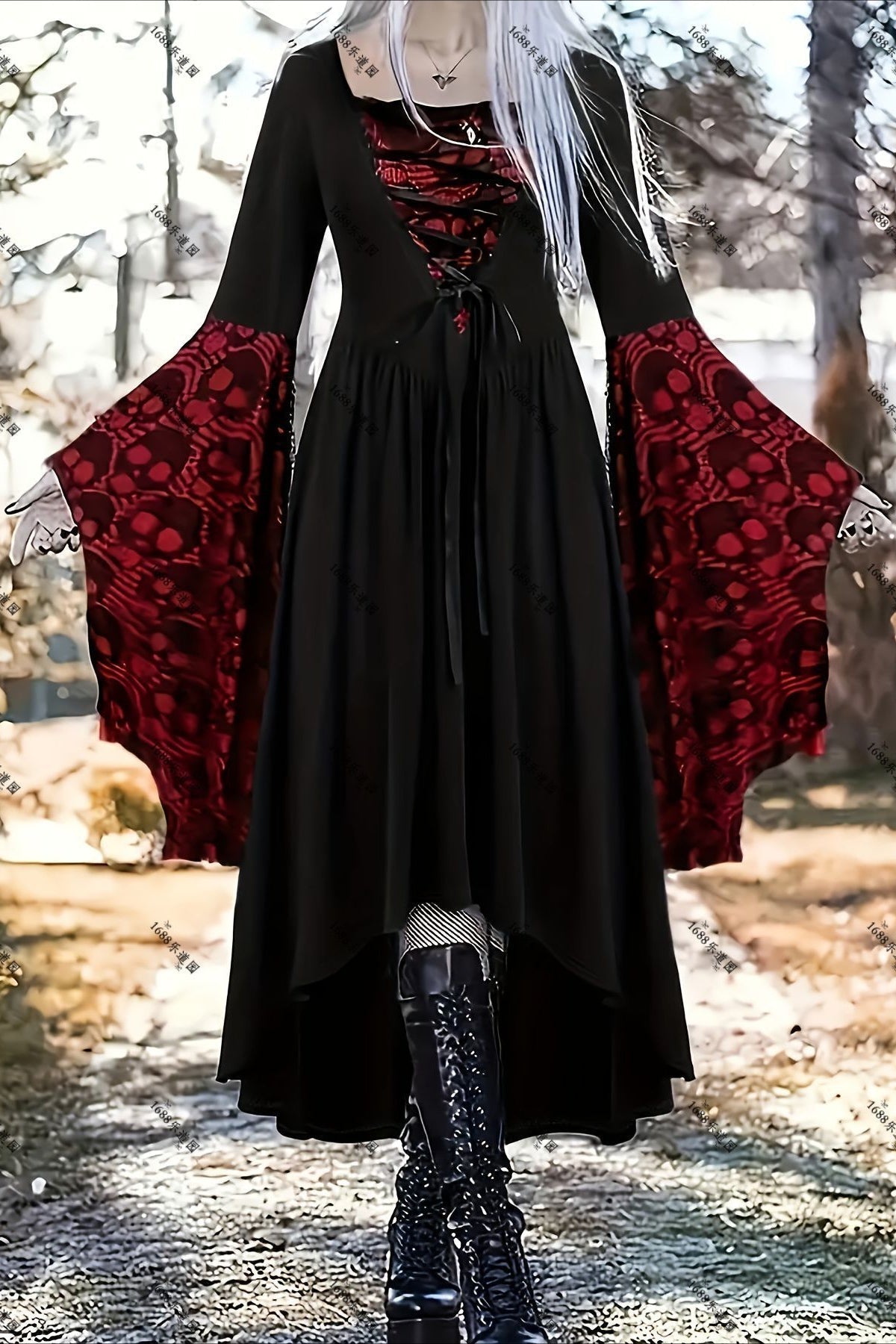 Fitted Gothic Dress with Punk Styling