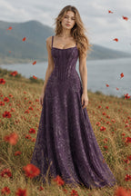 Spaghetti Strap Chiffon Floral Formal Dress