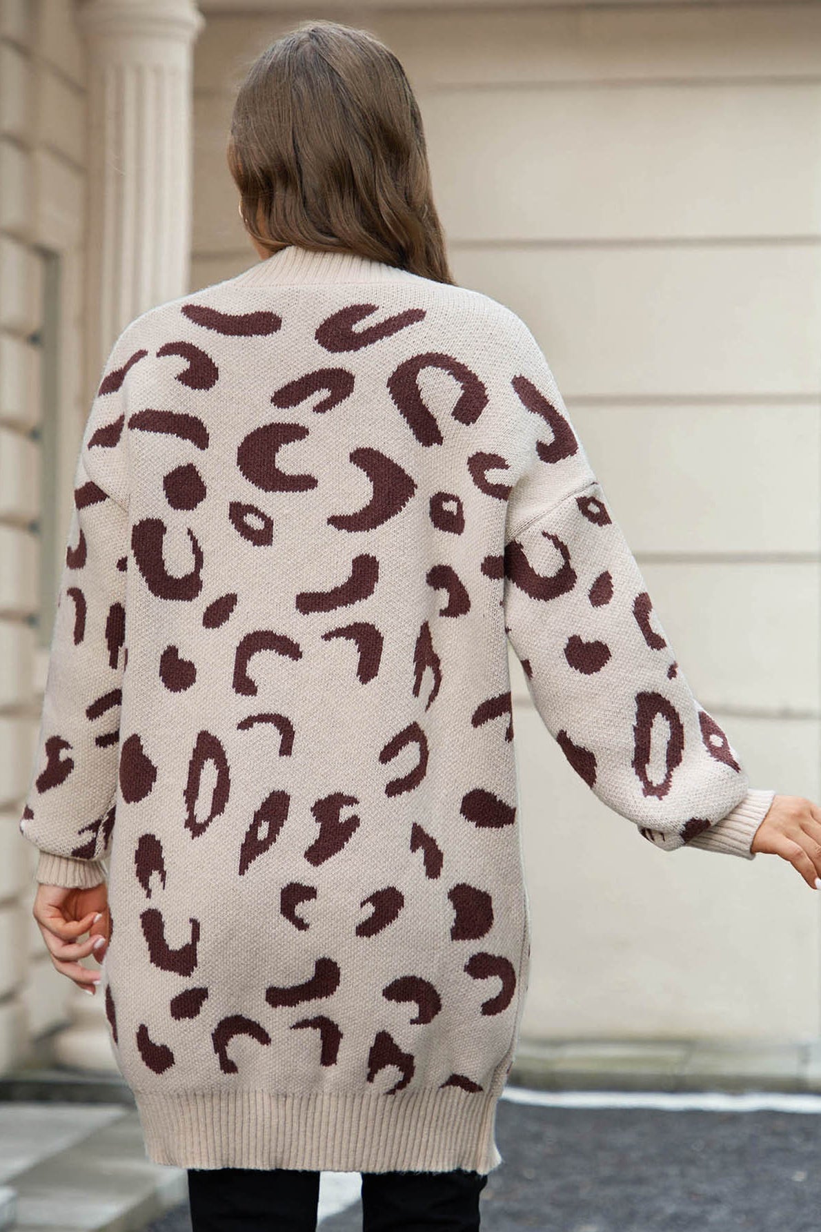 Leopard-Print Relaxed-Fit V-Neck Cardigan