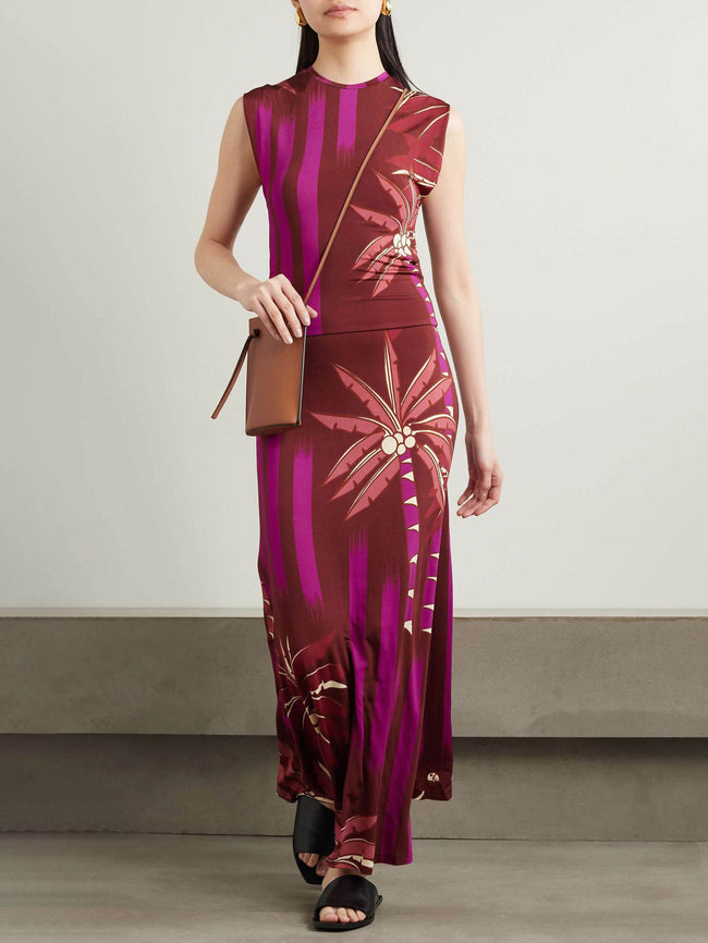 Knit Printed Midi Dress with Vintage Styling Main image
