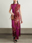 Knit Printed Midi Dress with Vintage Styling