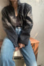 Leather Cropped Jacket with Zip Detail
