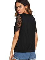 Lace T-Shirt with V-Neckline