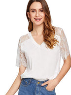 Lace T-Shirt with V-Neckline