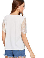 Lace T-Shirt with V-Neckline