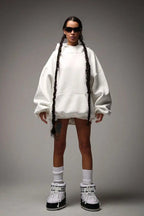 Oversized Polyester Hoodie with Print Details