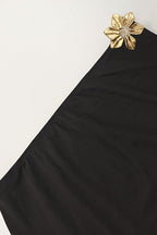 High-Rise One-Shoulder Metal-Detail Skirt Set