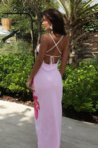 Halter Bodycon Maxi Dress with Open Back