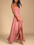 Slim-Fit Strapless Slit-Detail Maxi Gown