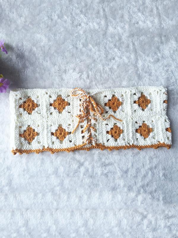 Bandage-Style Crochet Top with Polyester Fabric
