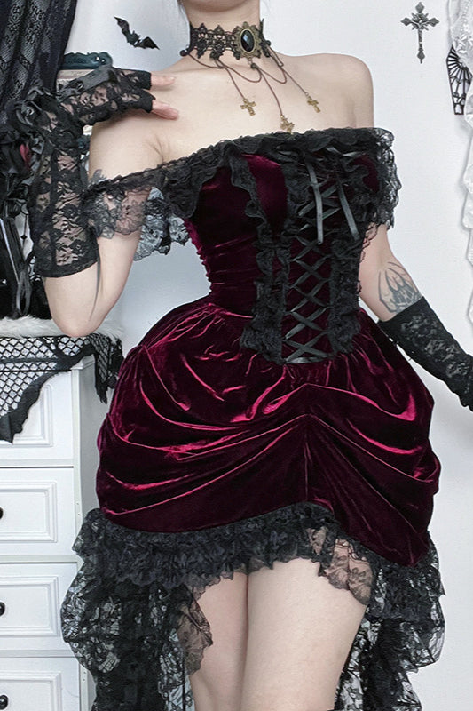 Layered Polyester Dress with Gothic Styling
