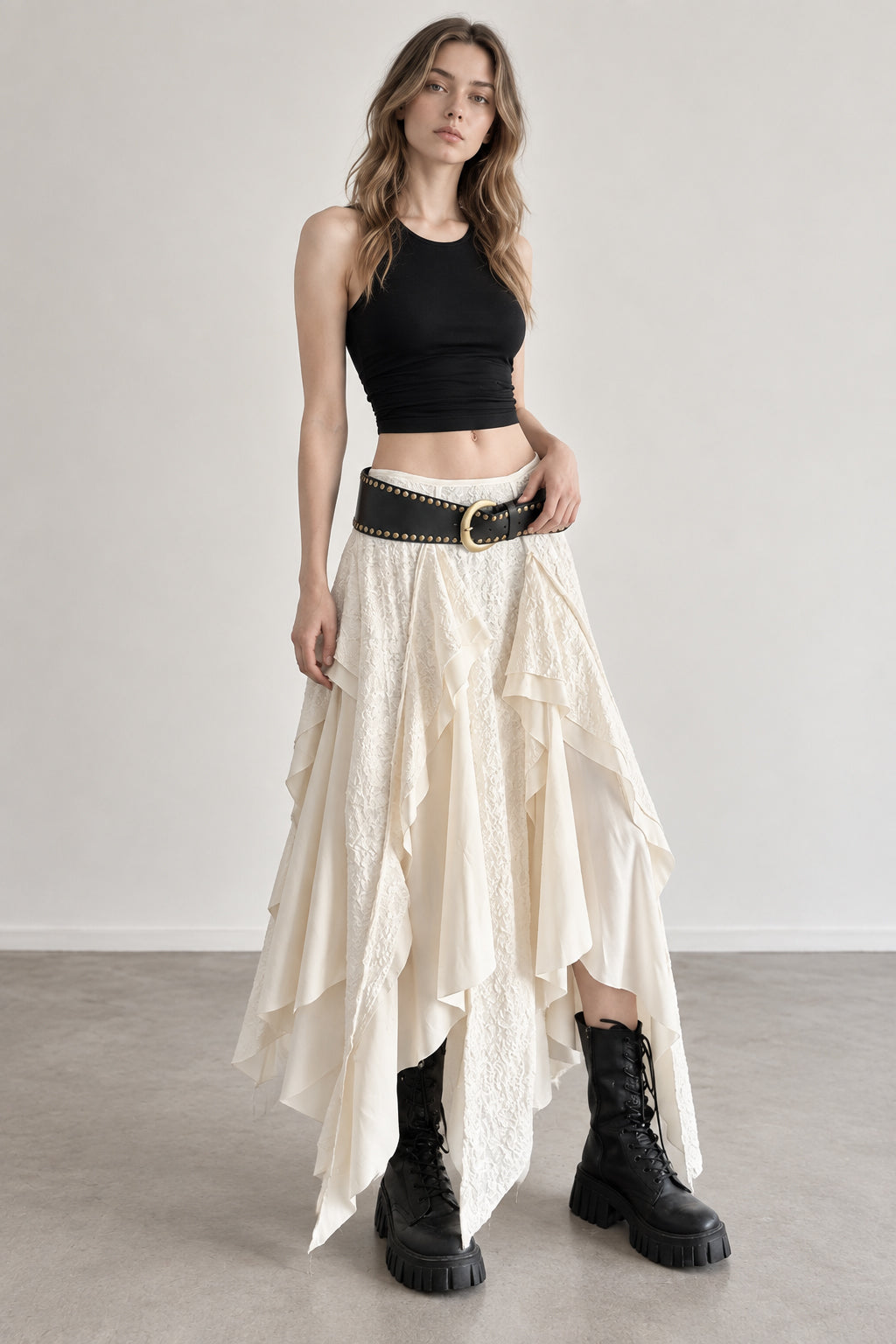 Asymmetrical Lace Bodycon Maxi Skirt