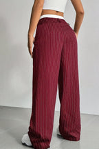 Striped High-Rise Panelled Straight-Leg Pants