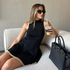 Ribbed Dress with Pleats