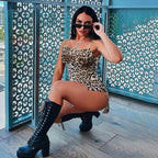 Sleeveless Leopard-Print Bodycon Dress