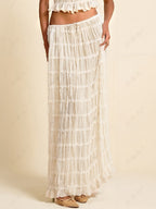 Pleated Maxi Skirt with Drawstring Detail