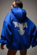 Oversized Polyester Hoodie with Print Details