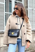 Faux-Fur Coat with Round Neckline