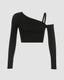 Asymmetric Stretch-Blend Cropped Top with Cotton Fabric