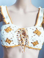 Bandage-Style Crochet Top with Polyester Fabric