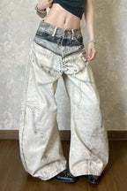 Digital-Print Straight-Leg Jeans with Low Waist