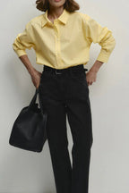 Cotton Yellow Blouse with Button Front