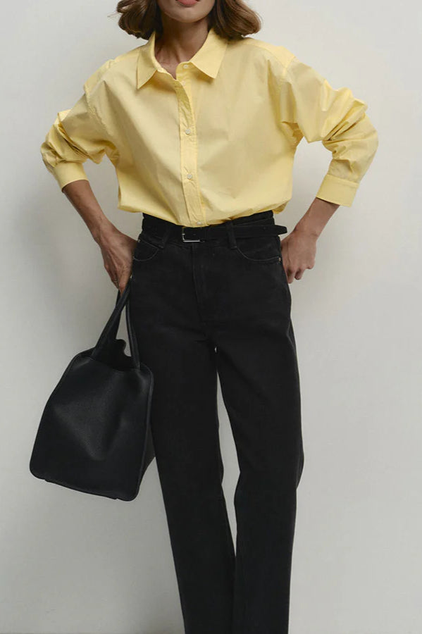 Cotton Yellow Blouse with Button Front