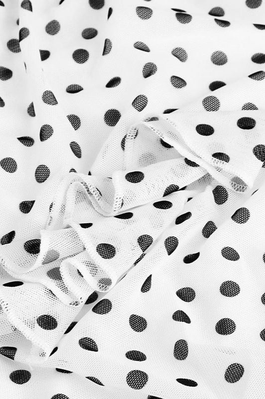 Polka-Dot Mesh Open-Back Maxi Dress