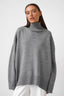 Knit Solid-Color Sweater with High Neckline