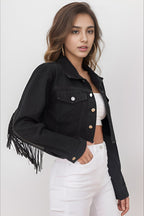 Denim Coat with Beaded Details