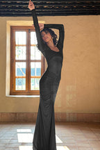Mesh Bodycon Maxi Dress with Square Neckline