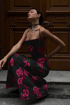 Floral Maxi Dress with Open Back
