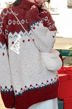 High-Neck Christmas Sweater in Red
