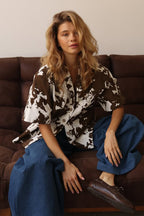 Relaxed-Fit Printed Blouse with Short Sleeves